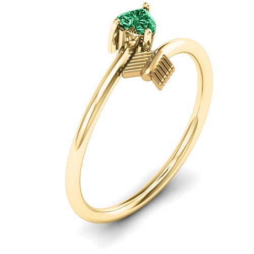 Heart & Arrow Ring – 18K Gold Plated Silver with Emerald