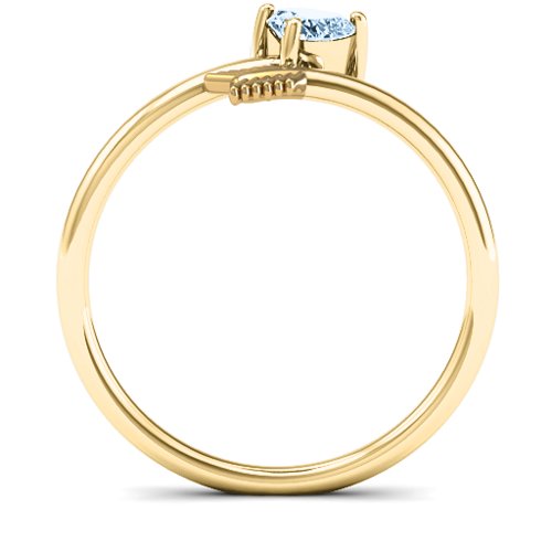 Heart & Arrow Ring – 18K Gold Plated Silver with Aquamarine