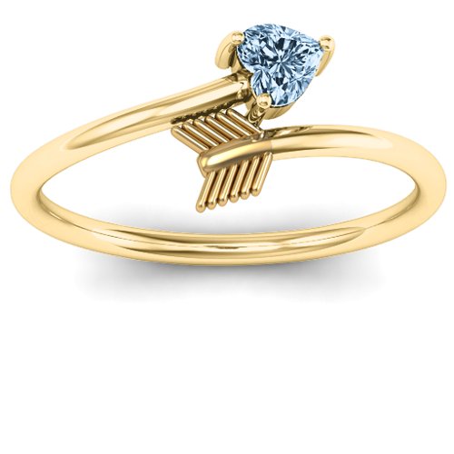 Heart & Arrow Ring – 18K Gold Plated Silver with Aquamarine
