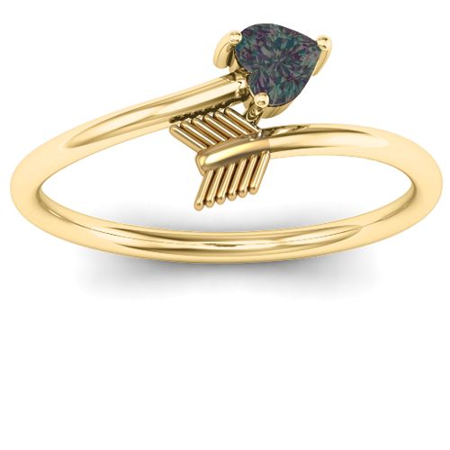 Heart & Arrow Ring – 18K Gold Plated Silver with Alexandrite