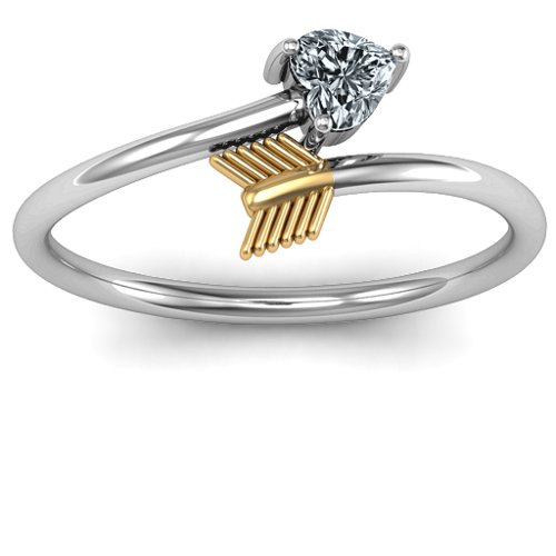 Heart & Arrow Ring – 10K White Gold with Cubic Zirconia
