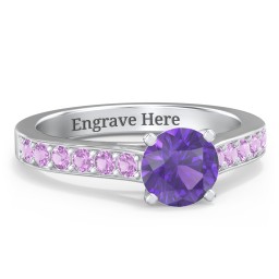 Elegant Duchess Ring with Shoulder Accents in 925 Sterling Silver with Amethyst Premium Zirconia and Amethyst