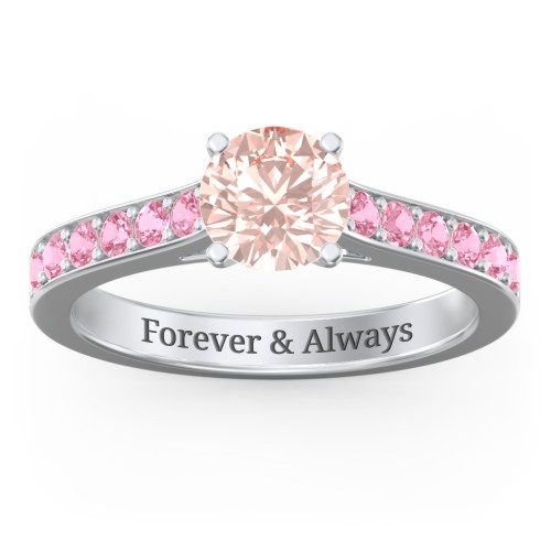 Elegant Duchess Ring with Shoulder Accents – Sterling Silver with Morganite and Pink Tourmaline