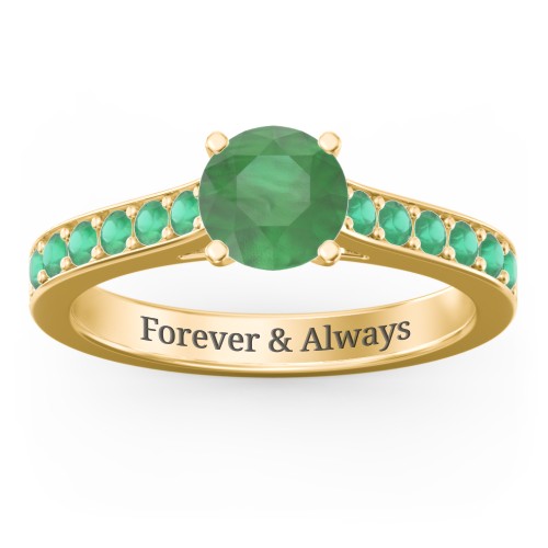 Elegant Duchess Ring with Shoulder Accents – 18K Gold Plated Silver with Emerald