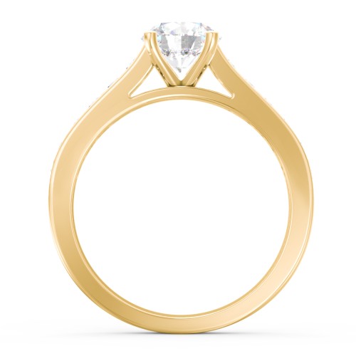 Elegant Duchess Ring with Shoulder Accents – 18K Gold Plated Silver with Lab Diamond