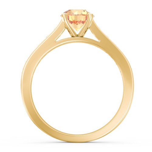 Elegant Duchess Ring with Shoulder Accents – 18K Gold Plated Silver with Fancy Yellow Premium Zirconia and Peridot