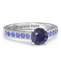 Elegant Duchess Ring with Shoulder Accents in 925 Sterling Silver with Blue Sapphire
