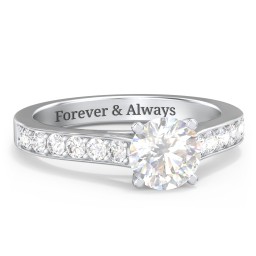 Elegant Duchess Ring with Shoulder Accents in 925 Sterling Silver with Lab Diamond