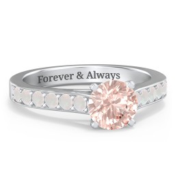 Elegant Duchess Ring with Shoulder Accents in 925 Sterling Silver with Morganite and Opal