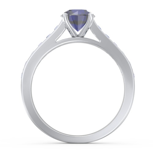 Elegant Duchess Ring with Shoulder Accents – Sterling Silver with Blue Sapphire