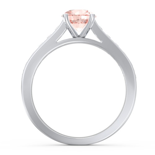 Elegant Duchess Ring with Shoulder Accents – Sterling Silver with Morganite and Opal