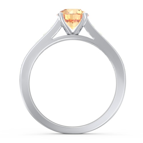 Elegant Duchess Ring with Shoulder Accents – Sterling Silver with Fancy Yellow Premium Zirconia and Peridot
