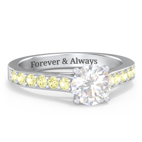 Elegant Duchess Ring with Shoulder Accents – Sterling Silver with Lab Diamond and Citrine