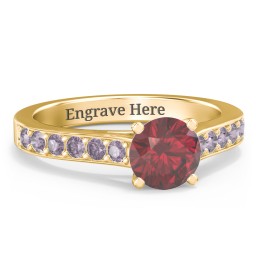 Elegant Duchess Ring with Shoulder Accents in 10K Solid Yellow Gold with Ruby and Alexandrite