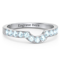U-Shape Shadow Ring in 925 Sterling Silver with Blue Topaz
