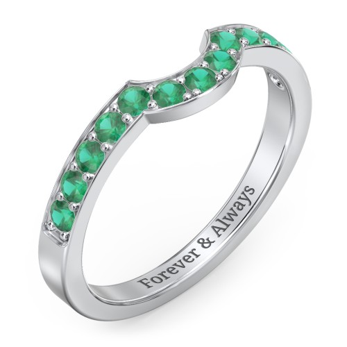 U-Shape Shadow Ring – Sterling Silver with Emerald