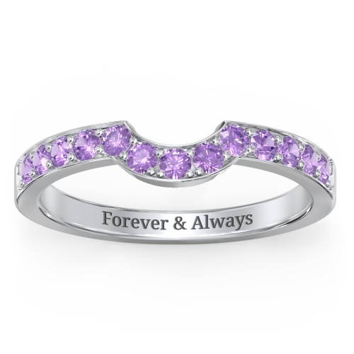U-Shape Shadow Ring – Sterling Silver with Amethyst
