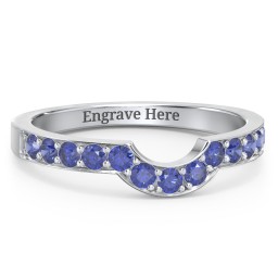 U-Shape Shadow Ring in 925 Sterling Silver with Blue Sapphire