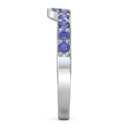 U-Shape Shadow Ring – Sterling Silver with Blue Sapphire