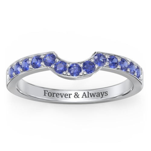 U-Shape Shadow Ring – Sterling Silver with Blue Sapphire