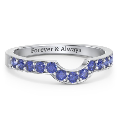 U-Shape Shadow Ring – Sterling Silver with Blue Sapphire