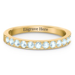 Classic Half Eternity Ring in 10K Solid Yellow Gold with Blue Topaz