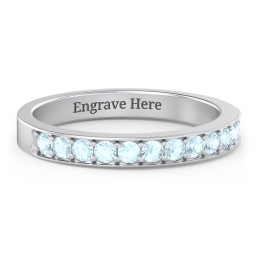 Classic Half Eternity Ring in 925 Sterling Silver with Blue Topaz