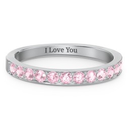 Classic Half Eternity Ring in 925 Sterling Silver with Pink Tourmaline