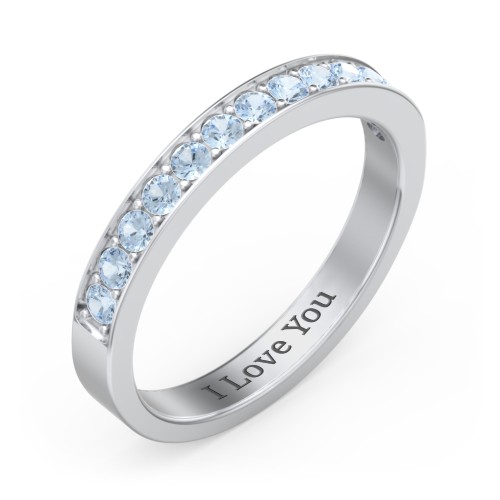 Classic Half Eternity Ring – Sterling Silver with Blue Topaz