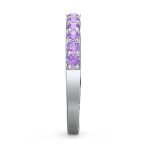 Classic Half Eternity Ring – Sterling Silver with Amethyst