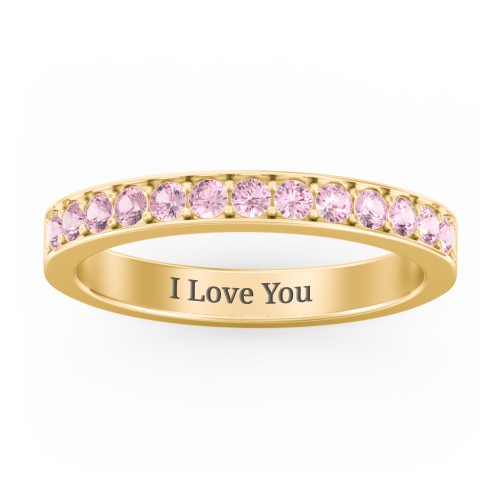Classic Half Eternity Ring – 10K Yellow Gold with Pink Tourmaline