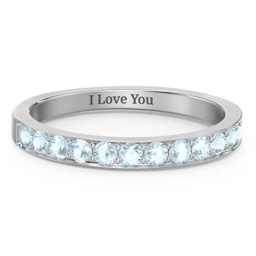 Classic Half Eternity Ring – Sterling Silver with Blue Topaz