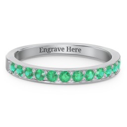 Classic Half Eternity Ring in 925 Sterling Silver with Emerald