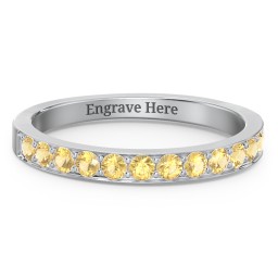 Classic Half Eternity Ring in 925 Sterling Silver with Citrine