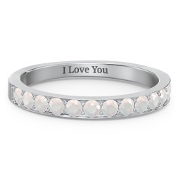 Classic Half Eternity Ring in 925 Sterling Silver with Opal