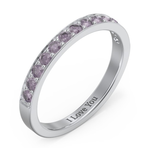 Classic Half Eternity Ring – Sterling Silver with Alexandrite