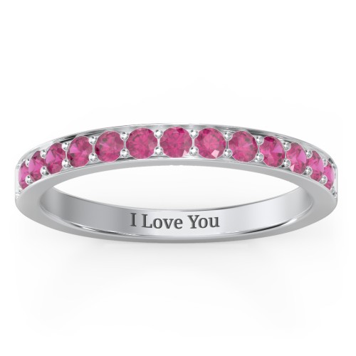 Classic Half Eternity Ring – Sterling Silver with Ruby