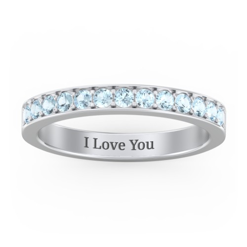 Classic Half Eternity Ring – Sterling Silver with Blue Topaz