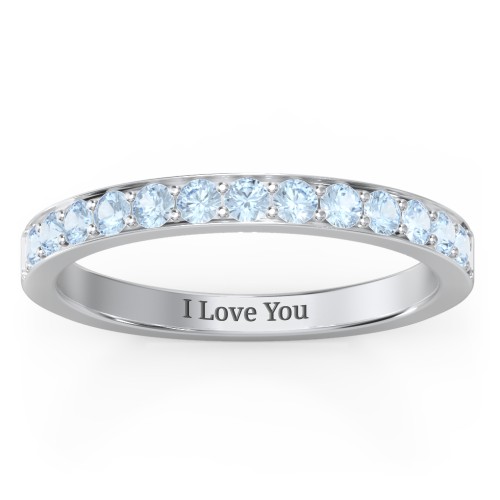 Classic Half Eternity Ring – Sterling Silver with Blue Topaz