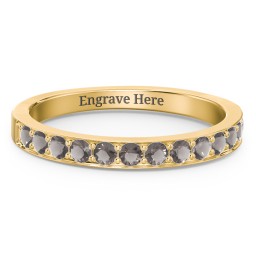 Classic Half Eternity Ring in 10K Solid Yellow Gold with Smokey Quartz
