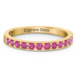 Classic Half Eternity Ring in 10K Solid Yellow Gold with Ruby