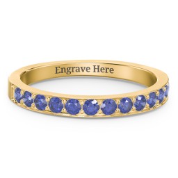 Classic Half Eternity Ring in 10K Solid Yellow Gold with Blue Sapphire