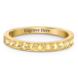 Classic Half Eternity Ring in 10K Solid Yellow Gold with Citrine