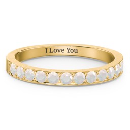 Classic Half Eternity Ring in 10K Solid Yellow Gold with Opal