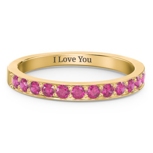 Classic Half Eternity Ring – 10K Yellow Gold with Ruby