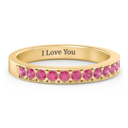 Classic Half Eternity Ring – 10K Yellow Gold with Ruby