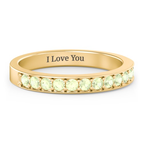 Classic Half Eternity Ring – 10K Yellow Gold with Peridot