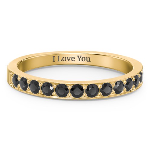 Classic Half Eternity Ring – 10K Yellow Gold with Black Premium Zirconia