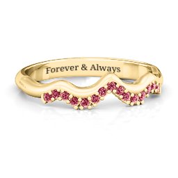 Solitaire Infinity Shadow Band in 10K Solid Yellow Gold with Red Premium Zirconia