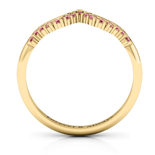 Solitaire Infinity Shadow Band – 10K Yellow Gold with Red Premium Zirconia